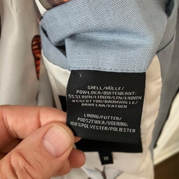 Feraud Bomber Jacket Linen Men's Size M-Blue-Excellent Condition - Picture 3 of 6